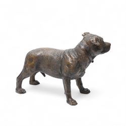Leonardo - Large 20th century bronze figure of a Staffordshire Terrier L43cm