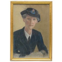 Elsie Gledstanes (British 1891-1982): Portrait of a Women's Naval Officer - Dame Katharine Furse, pastel signed with initials, labelled verso 47cm x 31cm
Notes: Dame Katharine Furse (1875-1952) was a British nursing and military administrator. She led the British Red Cross Voluntary Aid Detachment force during the First World War, and served as the inaugural Director of the Women's Royal Naval Service