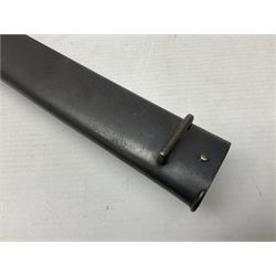 French Model 1866 Chassepot bayonet with 57cm curving fullered steel blade dated 1873 No.L63963; in steel scabbard with conforming number L71.5cm overall; and French St. Etienne Gras bayonet dated 1878 No.K10674 in steel scabbard numbered 79437 (2)