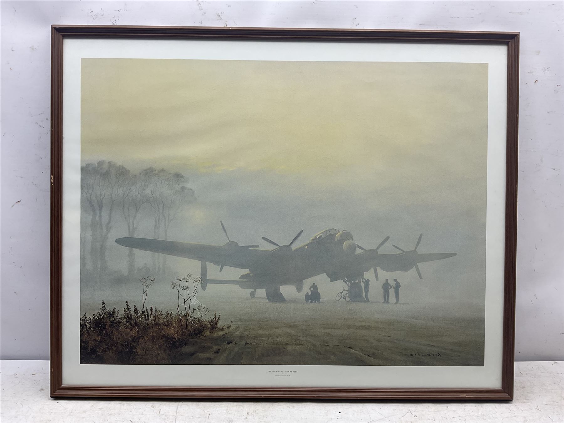 Collection of aviation prints, including Frank Wooton: Operation Desert Storm, signed in pencil; John Diamond: Tens, signed in pencil; Gerald Coulson: Lancaster Bomber; and Barrie AF Clark: Spitfire (4)