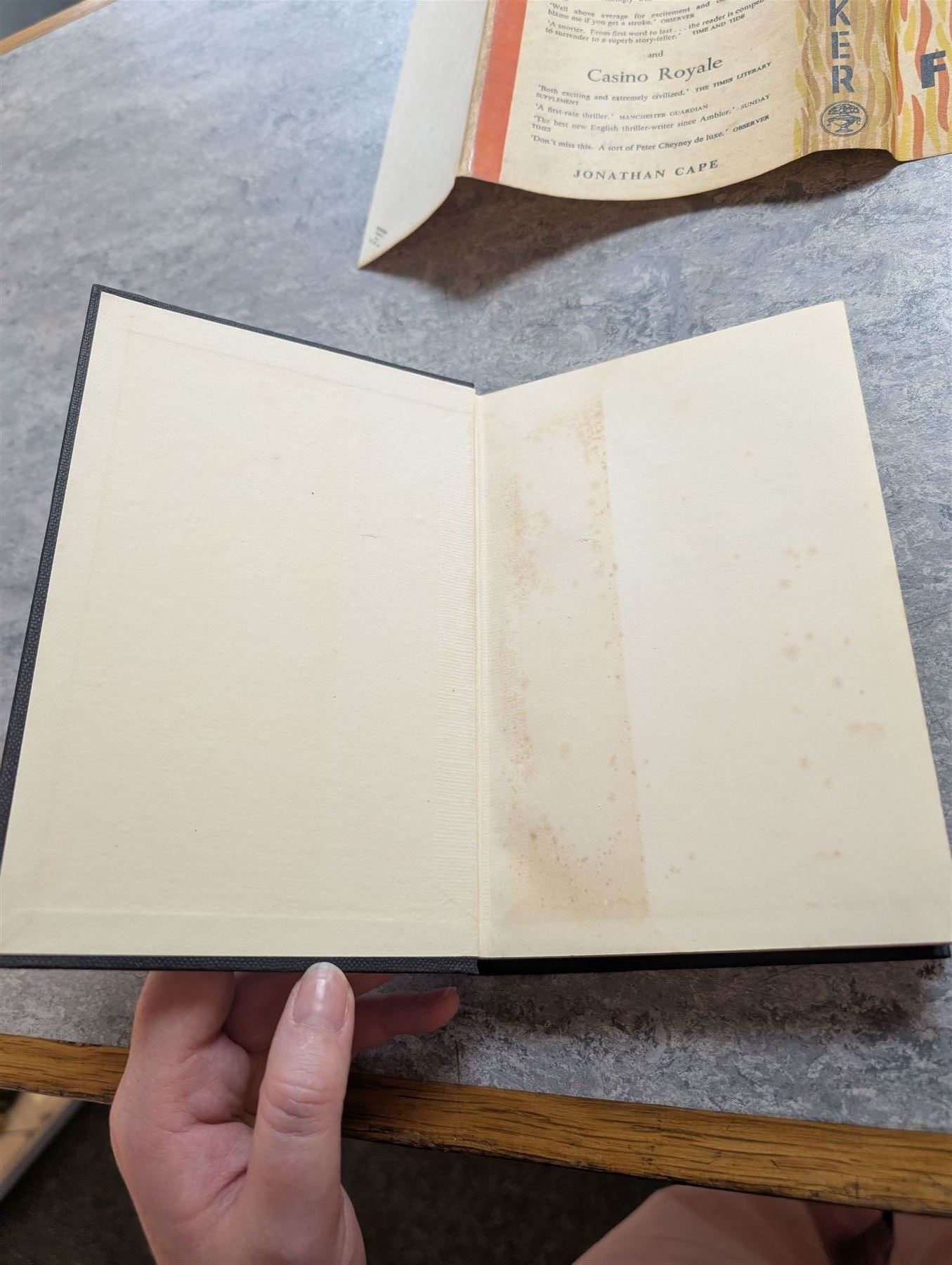 Fleming, Ian - James Bond 'Moonraker' first edition state B, with shoot spelling correction on page 10, original black cloth with silver titles, with orange and yellow flame dust jacket, pub. Jonathan Cape, London 1955