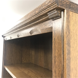 Medium oak 6’ open bookcase , five shelves, W97cm, H200cm, D40cm