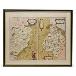 Johannes (Joan) Blaeu (Dutch 1596-1673) and Willem Janszoon Blaeu (Dutch 1571-1667): 'Descriptio Veromanduorum Auctore Joanne Suthonio Gallice Vermandois. Gouvernement de la Cappelle', 17th century engraved map with hand-colouring of France pub. c.1640, 39cm x 59cm