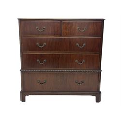 Early 20th century mahogany chest, fitted with two short and three long drawers