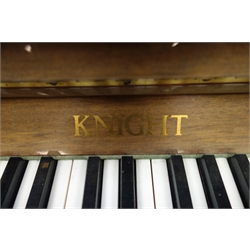  Knight of London oak cased upright piano, iron frame and overstrung, W141cm, H112cm, D55cm  