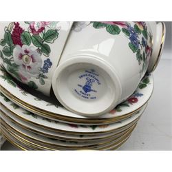Crown Staffordshire Thousand Flowers pattern part tea service, to include teapot, two open sucriers, eighteen cups, fifteen saucers etc (57)