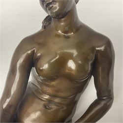 After Christopher Gabriel Allegrain (1710-1795),  Venus au bain, bronze, upon square plinth, Impressed F Barbedienne Fondeur, the base impressed C G Allegrain Fecit 1767, and bearing Barbedienne foundry seal, overall H51cm