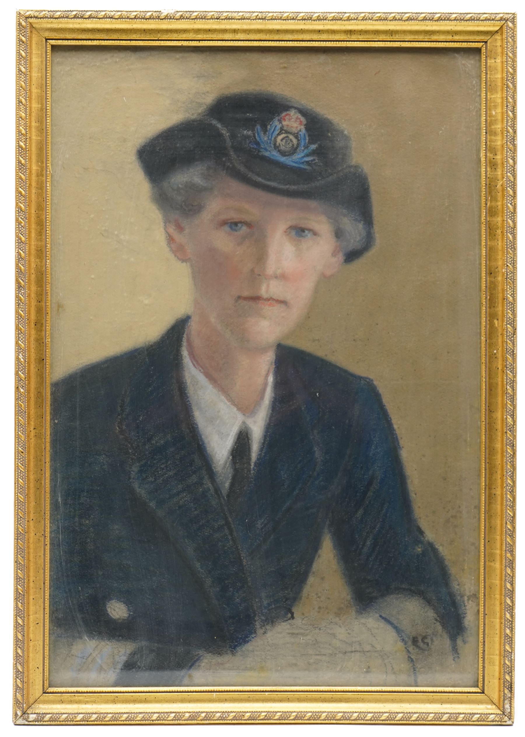 Elsie Gledstanes (British 1891-1982): Portrait of a Women's Naval Officer - Dame Katharine Furse, pastel signed with initials, labelled verso 47cm x 31cm
Notes: Dame Katharine Furse (1875-1952) was a British nursing and military administrator. She led the British Red Cross Voluntary Aid Detachment force during the First World War, and served as the inaugural Director of the Women's Royal Naval Service
