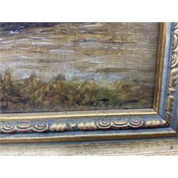 George Wright (British 1860-1942): The Stagecoach, oil on canvas signed 18cm x 24cm