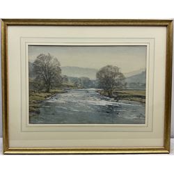 Arthur Reginald Smith (British 1872-1934): 'The Wharfe and Simon's Seat', watercolour signed, titled on exhibition label verso 36cm x 54cm 
Provenance: exh. The Fine Art Society London, May 1934, label verso