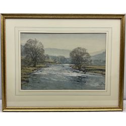 Arthur Reginald Smith (British 1872-1934): 'The Wharfe and Simon's Seat', watercolour signed, titled on exhibition label verso 36cm x 54cm 
Provenance: exh. The Fine Art Society London, May 1934, label verso
