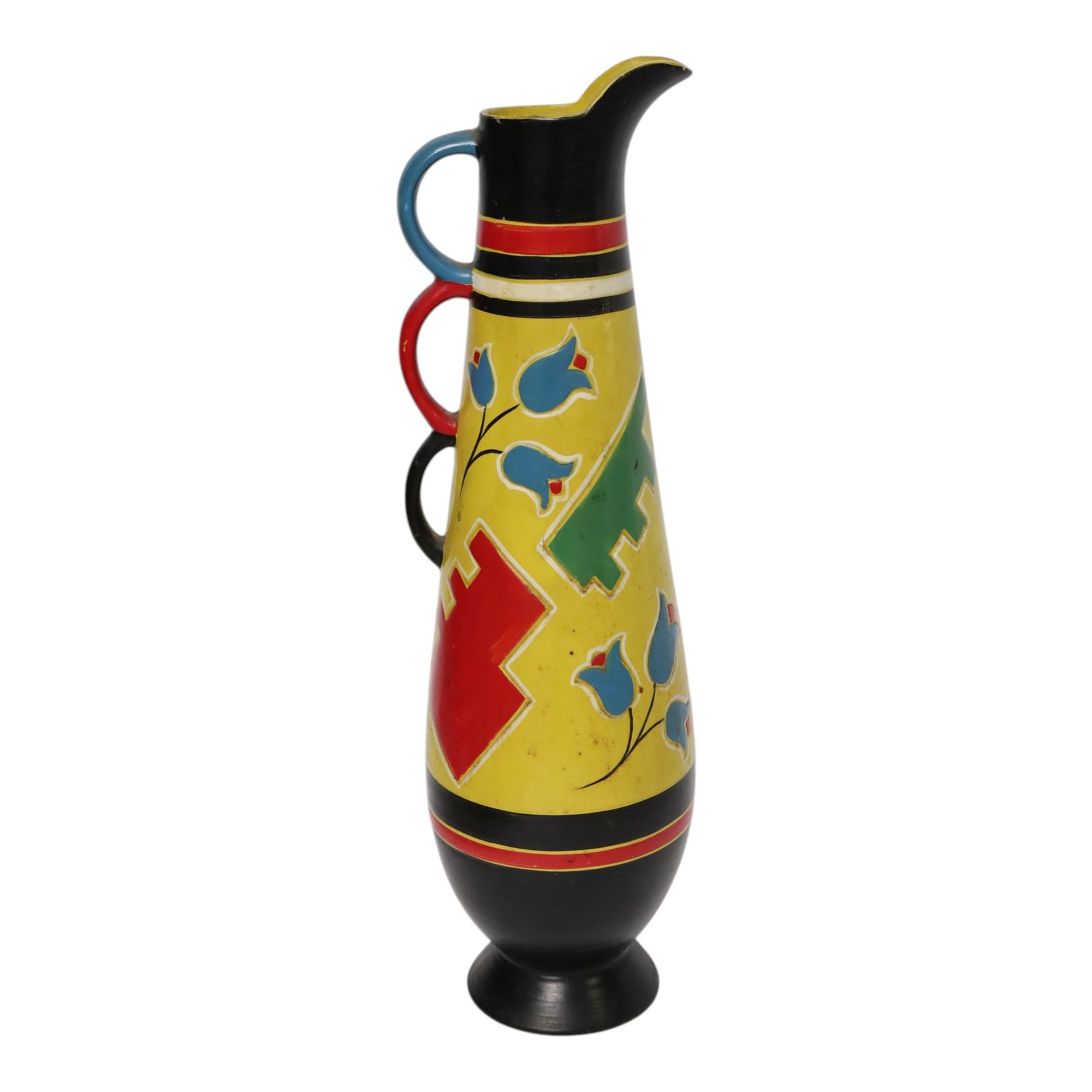 Henri Delcourt vase, together with Brentleigh Pottery jug,  Etruria vase and Grey's pottery vase, tallest jug H40cm