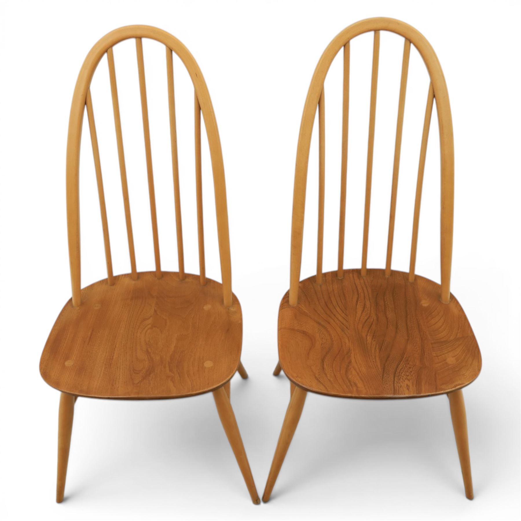 Ercol - set of four light elm chairs, comprising two 'Quakers' and two 'Windsor' chairs