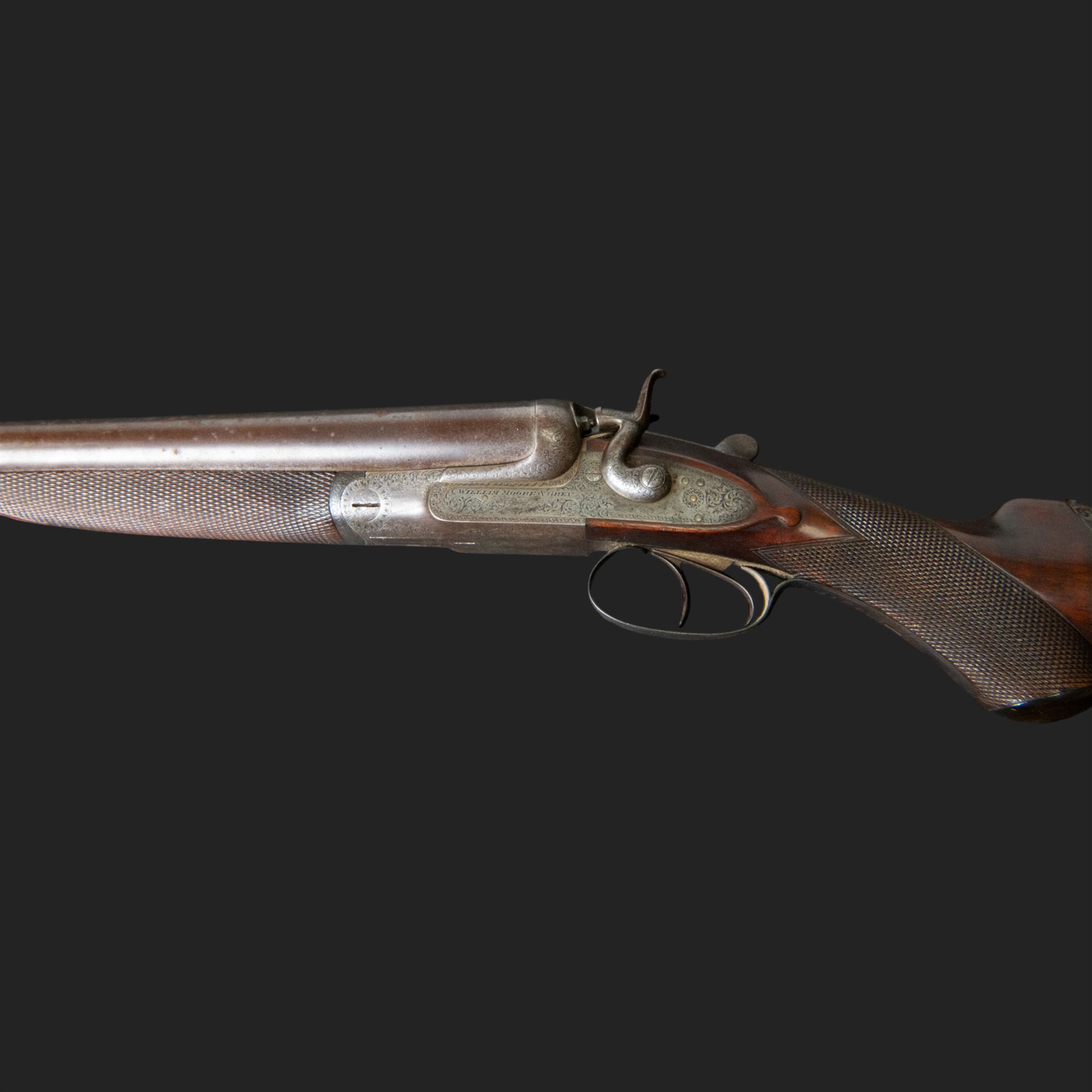 William Moore & Grey, 10 bore double trigger hammer gun, side by side double barrel with 81.5cm (32