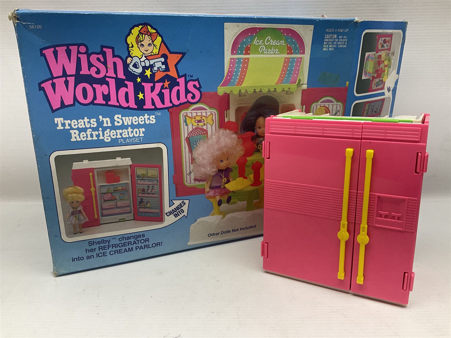 Wish World Kids - Eleven play sets comprising Treats ‘n Sweets Refrigerator, Grin ‘n Win TV, Sponge ‘n Plunge Bathtub, Socks ‘n Locks Dresser, Spice ‘n Slice Stove, Sleep ‘n Leap Bed, File ‘n Smile Desk, Blaze ‘n Braise Fireplace, Hear ‘n Cheer playset in Sponge ‘n Plunge box, two Read ‘n Speed Chair playsets in one box