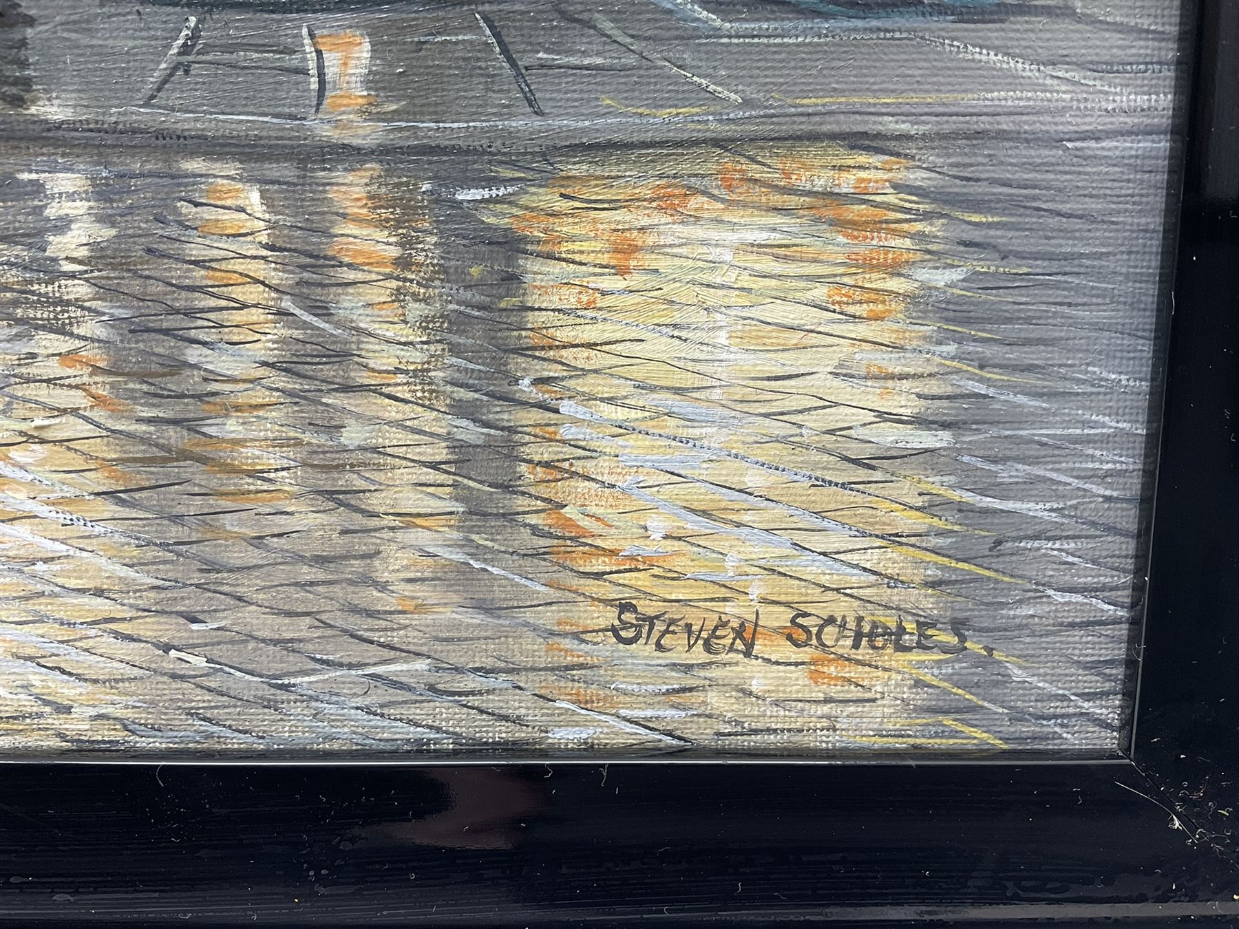 Steven Scholes (Northern British 1952-): 'The Corner Shop - Manchester 1962', oil on canvas signed, titled verso 40cm x 50cm