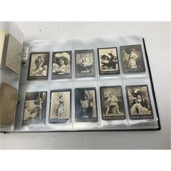 Quantity of mostly cigarette cards, housed in ring binder albums and loose, by Ardath, W.D. & H.O. Wills, John Player & Sons, The American Tobacco Co etc, including famous film stars, cinema stars, wild birds, poultry, dogs etc and various books or catalogues relating to cigarette card collecting, in one box