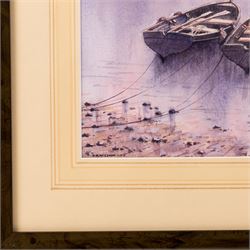 John Edwin Wigston (British 1939-): 'No 18 Dawn' 'No 19 Sunday Morning' 'No 20 Moonlight' and 'No 21 Storm', set of four watercolours signed and dated 2013, titled on label verso all 24cm x 35cm (4)