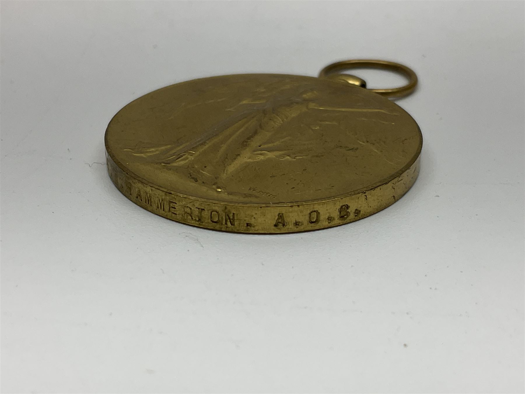 WW1 pair of medals comprising British War Medal and Victory Medal awarded to 038821 Pte.E.Hammerton A.O.C