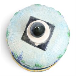 Majolica cheese dome, decorated in relief with floral sprigs, H32cm