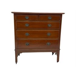 Edwardian mahogany chest fitted with two short above three long drawers