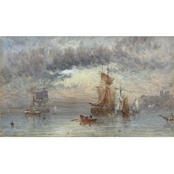 George Weatherill (British 1810-1890): Shipping Off Whitby at Sunset, watercolour signed 12cm x 20cm