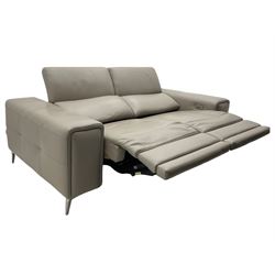 Franco Ferri Italia Carter power reclining two seat sofa, upholstered in Tosca grey leather
