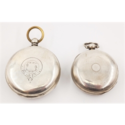  Silver pair cased verge pocket watch by Chapman Loughbrough n 7046 case by John West London 1844 and a late Victorian silver pocket watch  