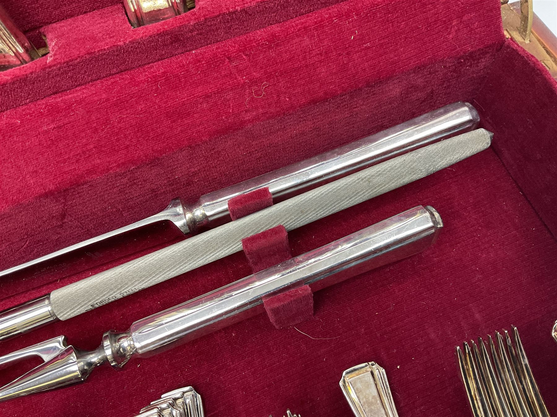 Silver plated Harrison Fisher & Co canteen of cutlery, stamped HF & Co, with similar cutlery