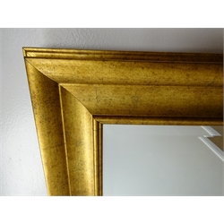  Rectangular gilt framed bevel edged mirror, W111cm, H80cm  
