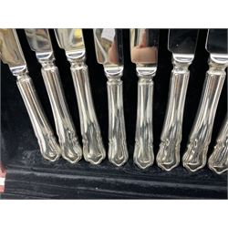 Canteen of Sheffield silver-plated cutlery by John Stephenson, six settings, cased, L38cm