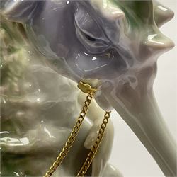 Lladro figure, Beneath the Waves, modelled as a mermaid and seahorse upon a wooden plinth, no 1822, limited edition 1389/2500, with certificate and original box, H32cm 