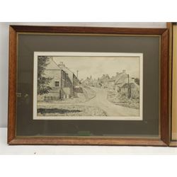 Peter Charles Ward (British 20th century): 'Lockton Village' near Pickering and 'Robin Hood's Bay circa 1900', two pencil drawings signed and titled, one with artist's Cayton address label verso 20cm x 33cm and 23cm x 38cm (2)