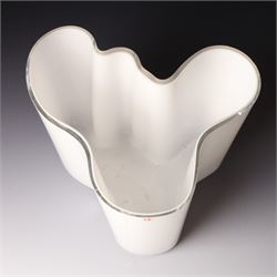 Alvar Aalto (Finnish 1898-1976) for Iittala: Set of three white glass vases, marked Alvar Aalto to base, largest H16cm (3)