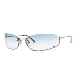 Prada - rimless shield-style sunglasses, with graduated blue smoke lenses, silver-tone met...