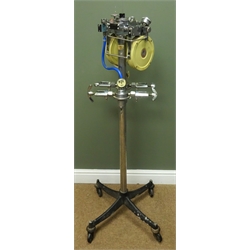  1940s McKesson 'Simplor' Model K chromed Anaesthetic machine, with twin Nitrous Oxide & Oxygen dials and controls, on column support and four cast metal feet with castors, H120cm   