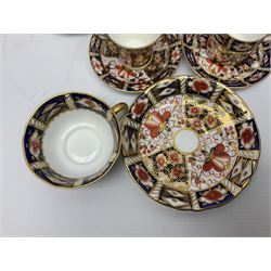 Six Royal Crown Derby cups and saucers all in imari pattern 2451, in various shapes  