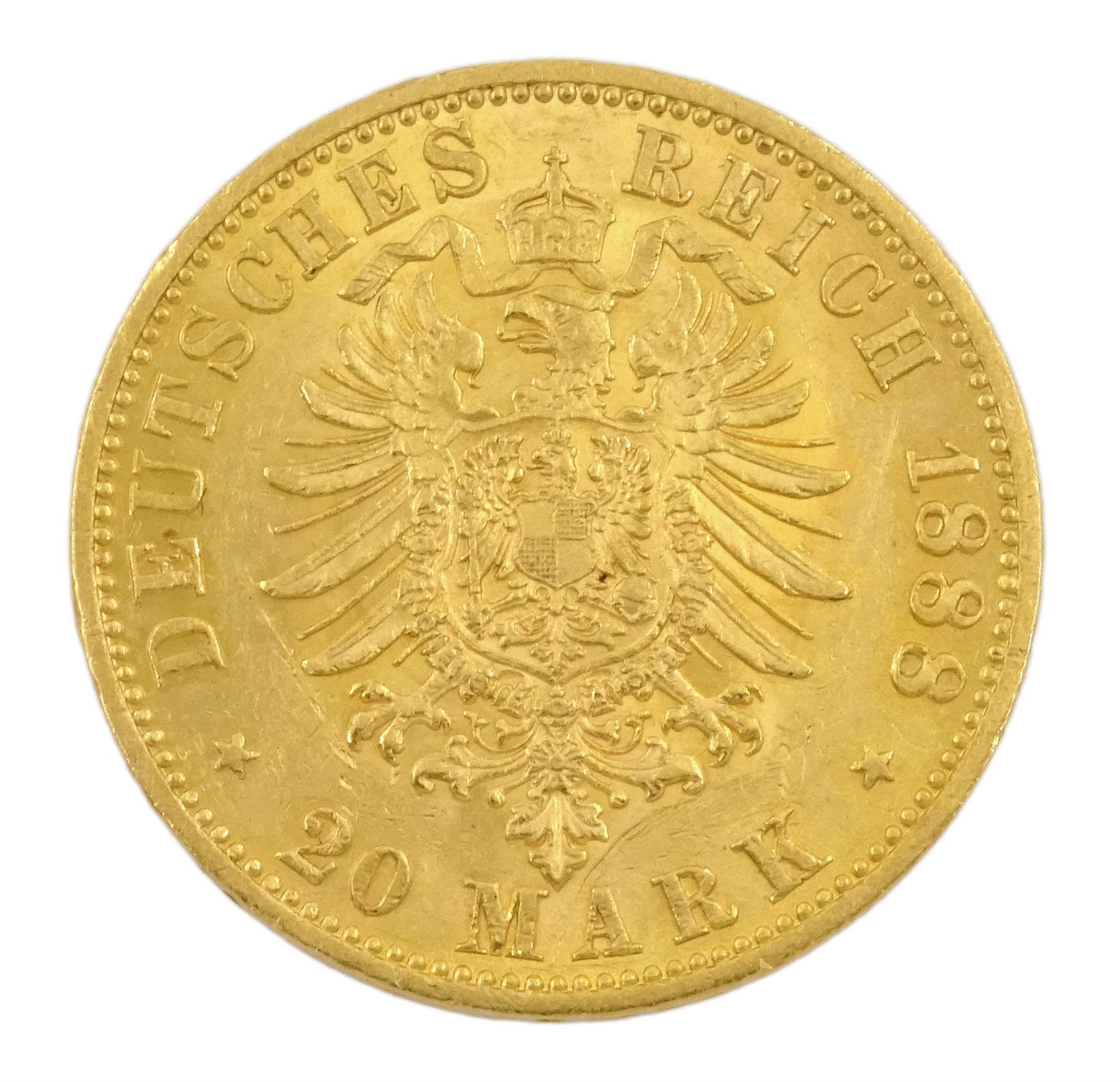 Germany 1888 gold twenty mark coin