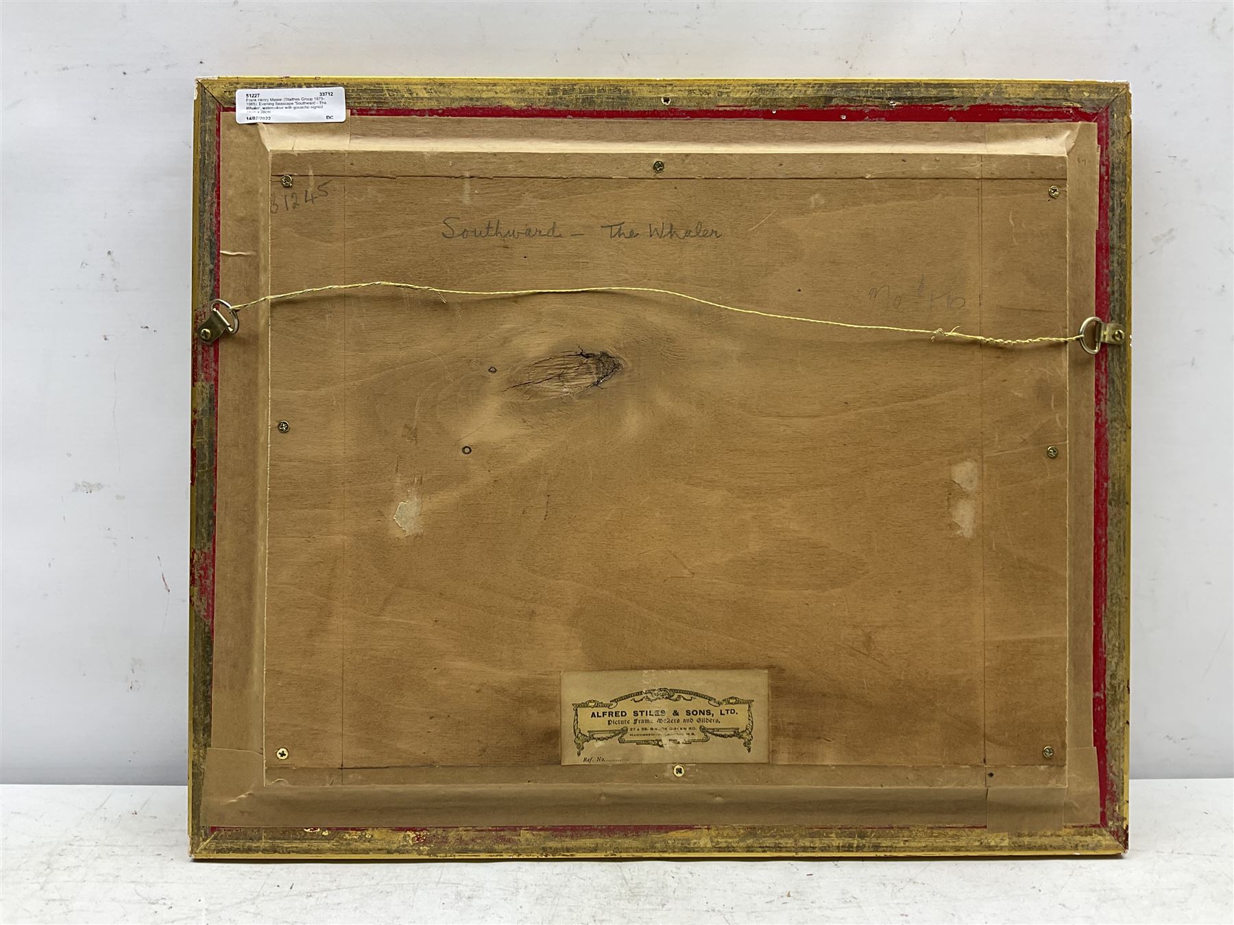 Frank Henry Mason (Staithes Group 1875-1965): Evening Seascape 'Southward - The Whaler', watercolour with gouache signed 19cm x 26cm 
Provenance: exh. London Sporting Gallery 1936