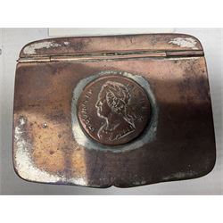 Silver plated snuff box, inset with a George II Halfpenny