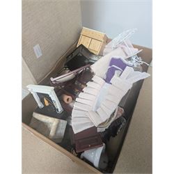 Two storey modern dolls house, with a collection of dolls house furniture and accessories, dolls house H66cm