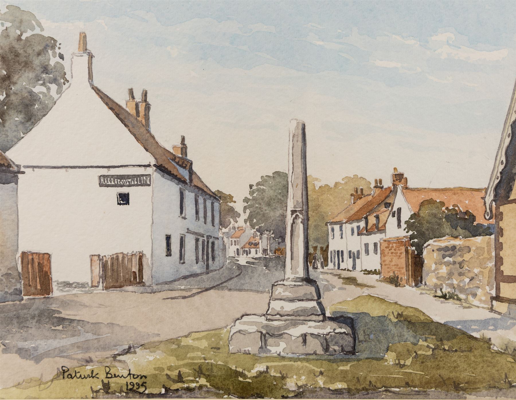 Patrick Austin Burton (British 1930-2009): A View of Hornsea Mere and The Old Cross, pair of watercolours signed and dated 1995, 18cm x 24cm (2)