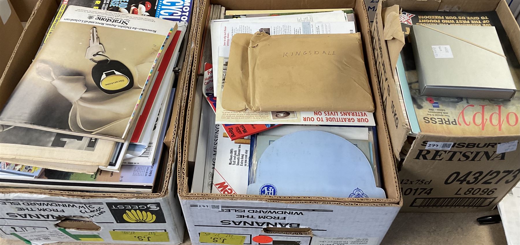 Large collection of motorcycle and motoring magazines, to include Classic Bike in eleven folders, Motorcyle Sport, Old Bike Mart Newspapers etc, in thirteen boxes 