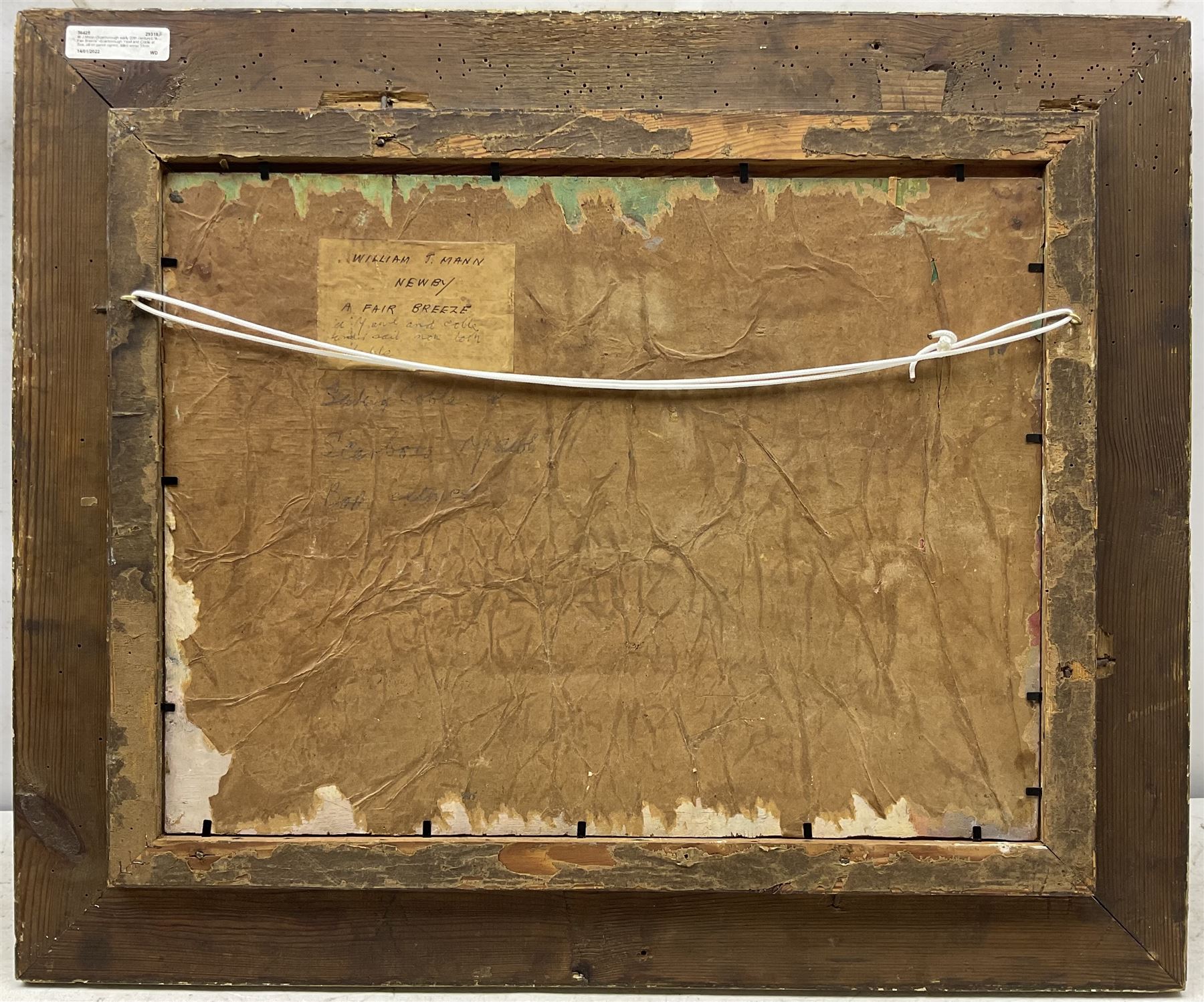 William J Mann (Scarborough early 20th century): 'A Fair Breeze' - Scarborough Yawl and Coble at Sea, oil on panel signed, titled and inscribed 'Newby' verso 33cm x 44cm 
Notes: Mann was a member of the Fylingdales Group of Artists and lived in Newby, Scarborough.