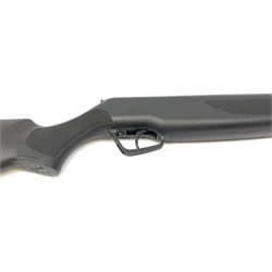 Stoeger Model X20 .22 air rifle with break barrel action, plastic stock and fitted integral moderator L108cm overall, with manual, tin of pellets and quantity of targets