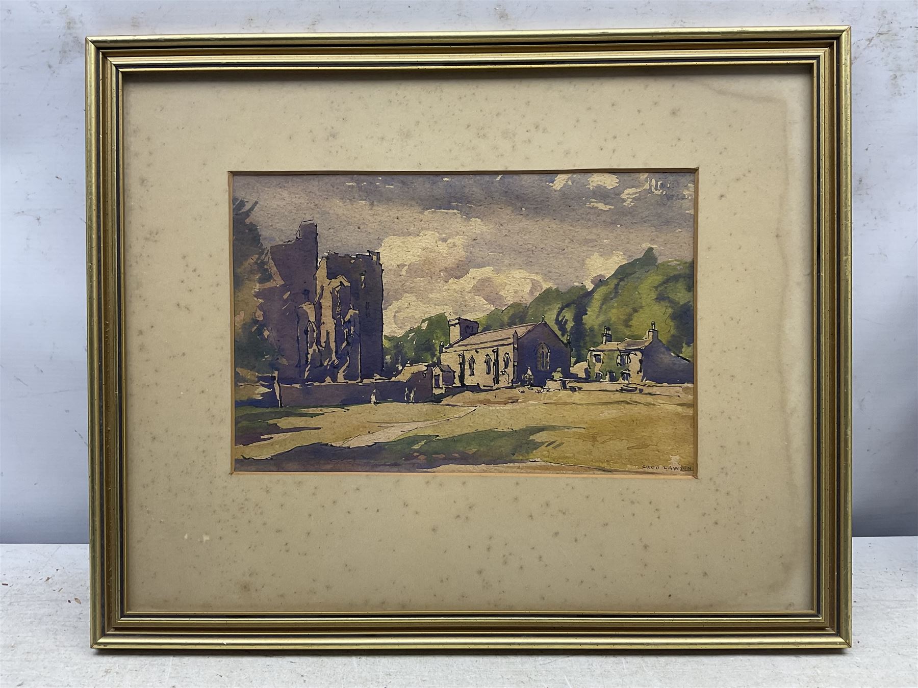 Frederick (Fred) Lawson (British 1888-1968): St Oswald's Priory - Castle Bolton, watercolour signed 18cm x 27cm