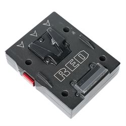 RED Epic-W Helium 8K camera body serial no. 13024E6A9, with RED EVF, three RED Mini Mag 512GB cards, one 480 Mini Mag card and reader, two RED V-Mount batteries and charger, RED top handle, Wooden Camera Easy Top top plate and one other top plate, various accessory cables, Wooden Camera bridge plate for 19mm studio rods, 12 inch Wooden Camera Dovetail plate and four 19mm studio rods to include two 380mm and two 610mm, with original Epic-W camera box and contained within a custom cut flight case