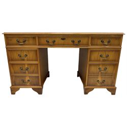 Georgian design yew wood twin pedestal d