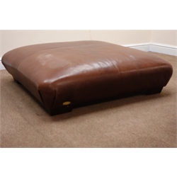 Square chocolate leather footstool, W105cm, H30cm, D105cm  