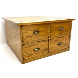 Hardwood coffee table, half hinged lid, four drawers